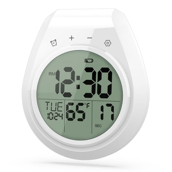 Vattentät digital duschklocka, badrumstimer, digital kökväggklocka, LCD-display, 12/24 timmar