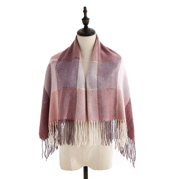 Cashmere-scarf för kvinnor Vinter Pashmina- print Rutig halsduk Dam W