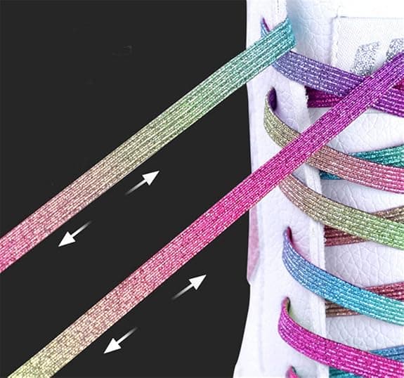 Brede flade glitter elastiske snørebånd kompatible med afslappede vandresko - 100 cm