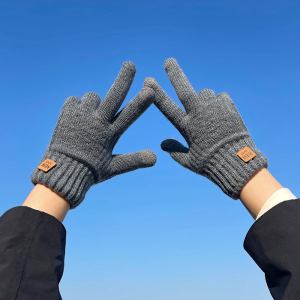Dam vinter touch screen handskar kabel stickad termisk fodrad finger