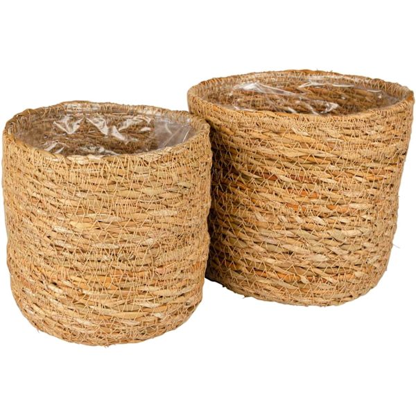 Korg, uppsättning av 2, sjögräs krukväxt, krukväxt, örtkruka, blomkruka,