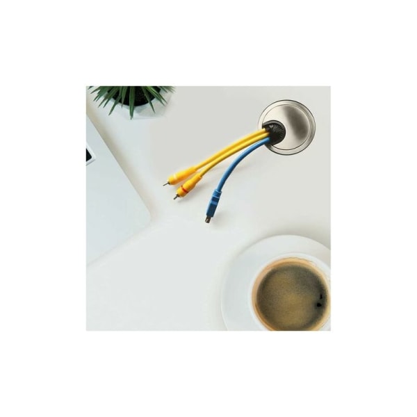 kabelgennemgang med børste til skrivebord, bordplade på 1 Design: krom Diamet