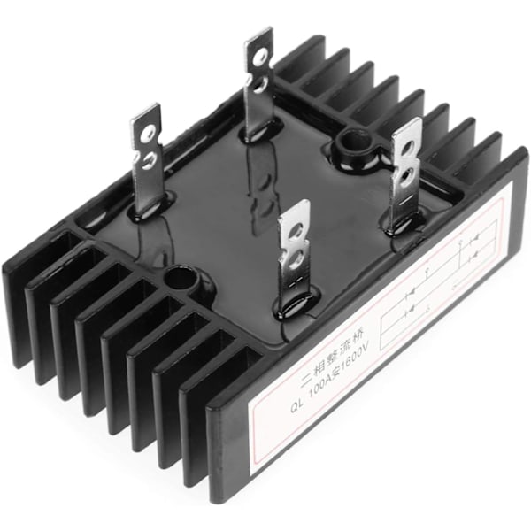 Brodiodebro, 1 stk 100A Amp 1600V Spenning 2-Fase Diode Høy Effekt Brodiode Svart på Kretskort Batterilader