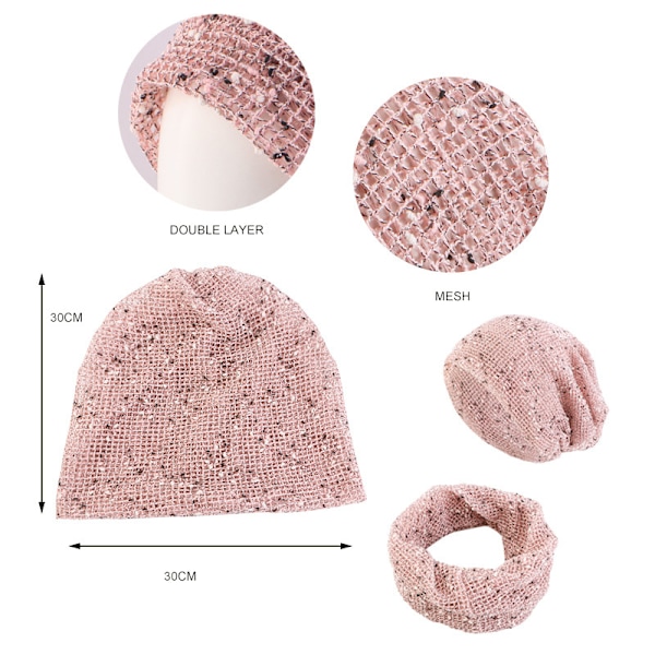 Beaniehatt med hul, pustende bomulls- og lin-turbanhatt, dobbel bruk, vridd flettet hatt, strikkehatt