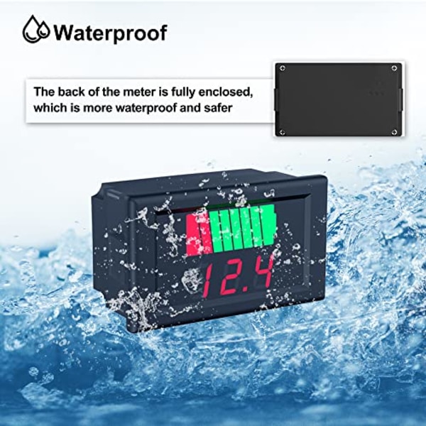 Batterispændingsovervåger, 2 i 1 Universal Batteristatusovervåger 12V, 24V, 36V, 48V, 60V LED Digital Batterimåler kompatibel med Lithium og Blysyre B