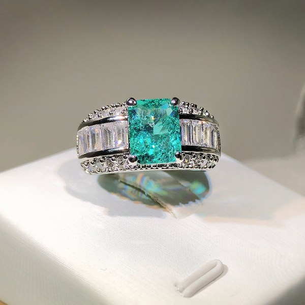 Diamant full ring grön simulerad smaragd dam smaragd hänge fyrkantig