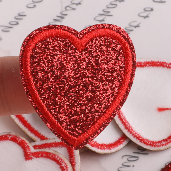 20 pcs Fabric Stickers Embroidered Patch Badge Iron on Red Heart