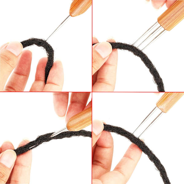 6 kappaletta Dreadlock-virkkuukoukkua 0,5 mm 0,75 mm Hiusten Dreadlock-neula