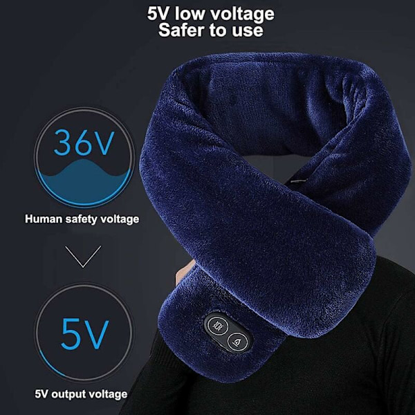 Vinter Klassisk USB Uppvärmd Halsduk Varm Bomull Fleece Temperatur Justerbar