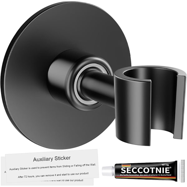 Dusjhodeholder uten boring, universell 304 rustfritt stål dusjbrakett veggmontert dusjhodeholder med sterk lim 360° justerbar dusj