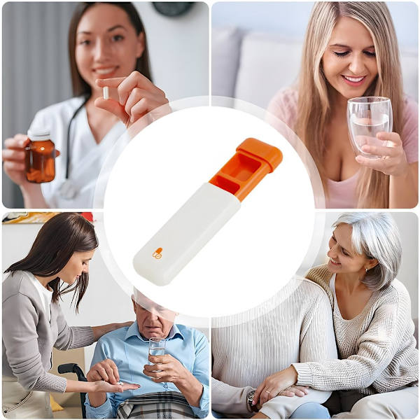 Mini Pillbox, Reseförpackning för Piller - 3 Fack för Daglig Organisation, Lätt att Ta Med på Resa eller i Fickan (Orange)