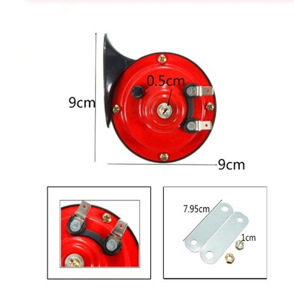 Pieces 12V Kova Junan Kuorma-auton Torvi, Vedenkestävä Auton Moottoripyörän Kova Torvi, Junan Torvi Autolle, Kova Pyörän Torvi 110DB (Punainen, 9*9cm)