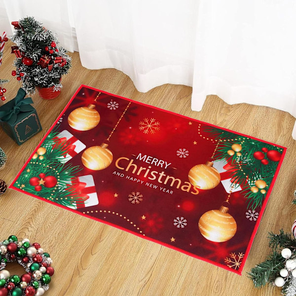 Juldörrmatta Tryckt Halksäker God Jul Mönster Dörrmatta för Entré Vardagsrum Sovrum Badrum Heminredning Julpartytillbehör, 50*8