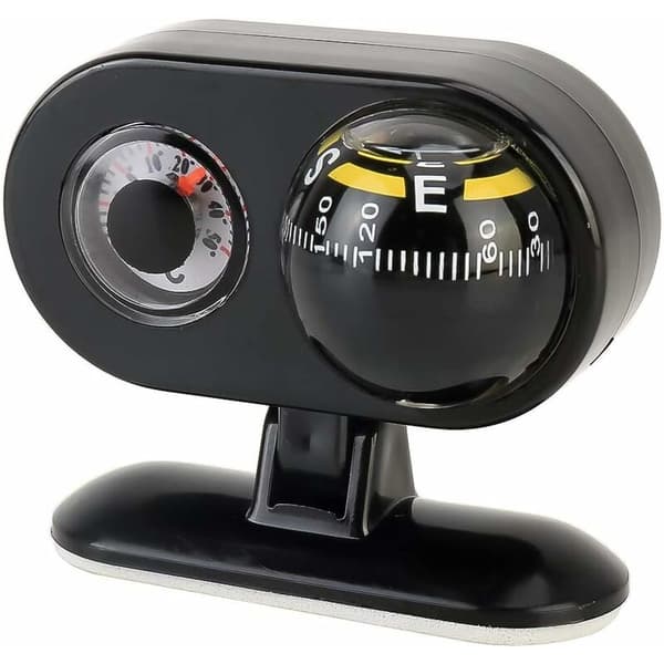 2 i 1 kuglebilorienteringsguide kompas termometer bil auto instrumentbræt (B