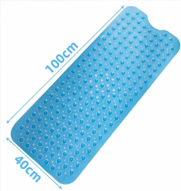 Antislip Badekar måtte, 100×40cm, Bruse måtte, Ekstra lang maskinvaskbar bade måtte, PVC materiale (Blå)