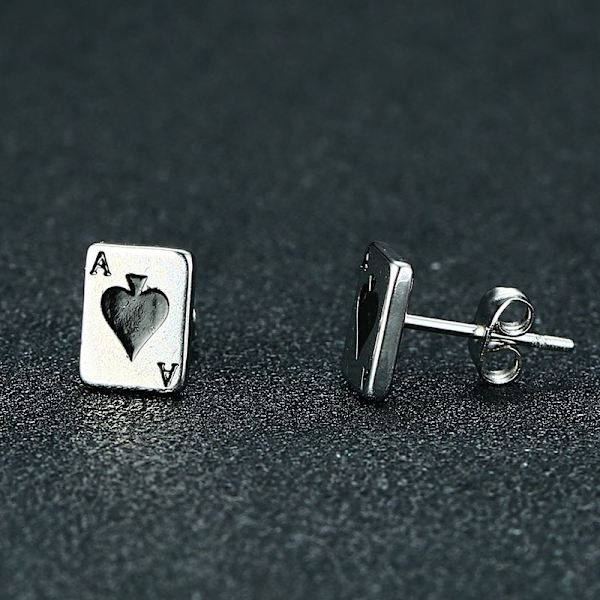 Rustfrit stål biker cocktail party ørestikker enkel og kompakt es af spar ørering poker titanium stål kvinders øreringe 2stk 8*6mm