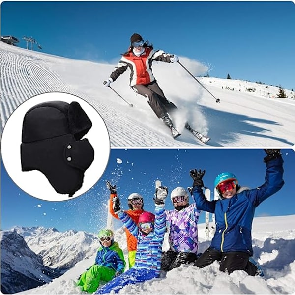 Hatt med Vindtät Mask, Unisex Vinter Ridhjälm Jakt Öronvärmare för Skidåkning Snowboardåkning Skridskoåkning (56-60cm)