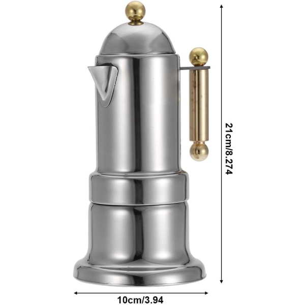 Rustfrit stål 200 ml Over The Stovetop kaffemaskine holdbar espressokande S