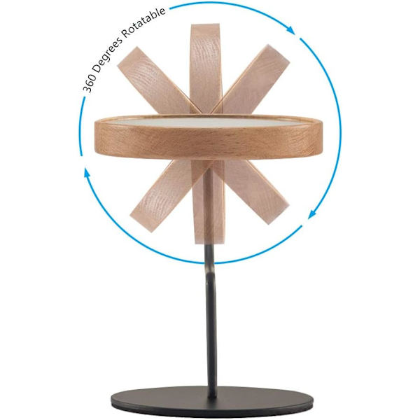 Skrivbordsbordsspegel med mental stativ, 3X förstoring Liten trä skrivbordsspegel, 360° rotation bänkskiva spegel för smink (svart) 13,8*13,8*25cm