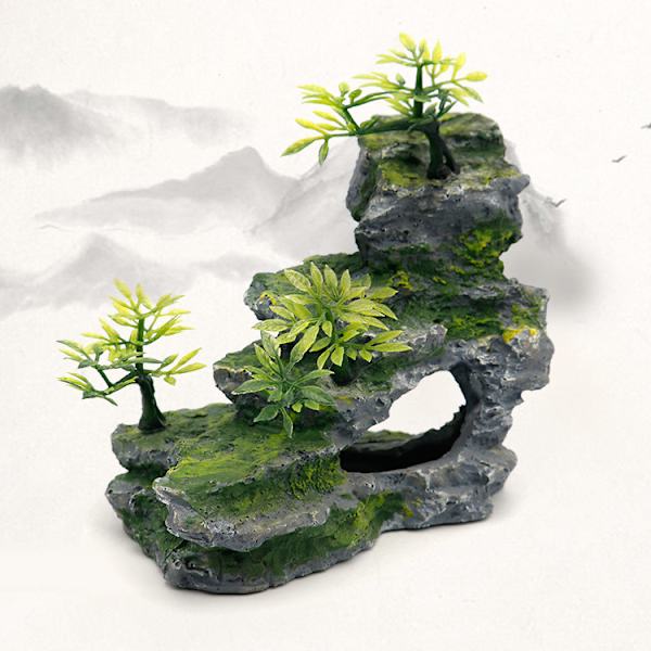 Akvarie Ornament Rock Cave Landskab Kunstig Bjergudsigt St