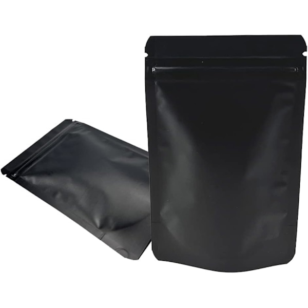 20 stycken aluminiumfoliepaketpåsar med dragkedja, platta Mylar-påsar för förvaring av kaffe (7x10 cm (2,7x3,9 tum), svart)