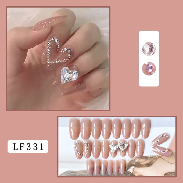 24 kpl/settiä 3D KIILTÄVÄ Nude Rhinestone Crystal Upea täysi kansi