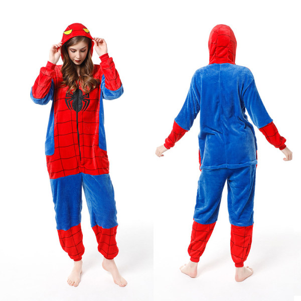 Superhelt Pyjamas Onesie Jumpsuit Pyjamas Vinter Fleece Morgenkåbe Voksen