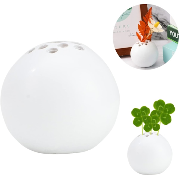 Lille håndlavet harpiks vase blomst sten borddekorationer 6cm farverige runde miniature vase med multi huller perforerede vaser kreativ moderne bordvase til hjemmet