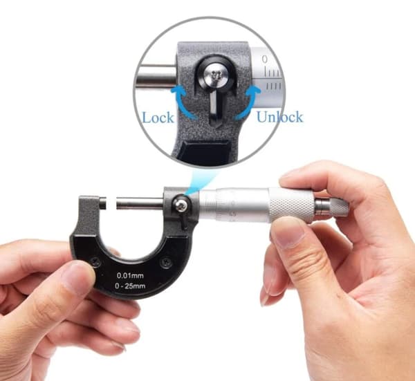 0-25 mm udvendig mikrometer, 0,01 mm opløsning (metrisk)