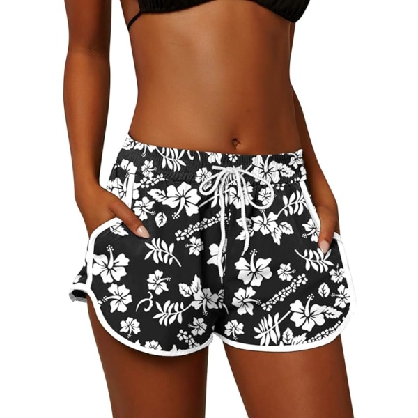 Kvinder Sommer Floral Strand Boardshorts med Lommer Badebukser XL