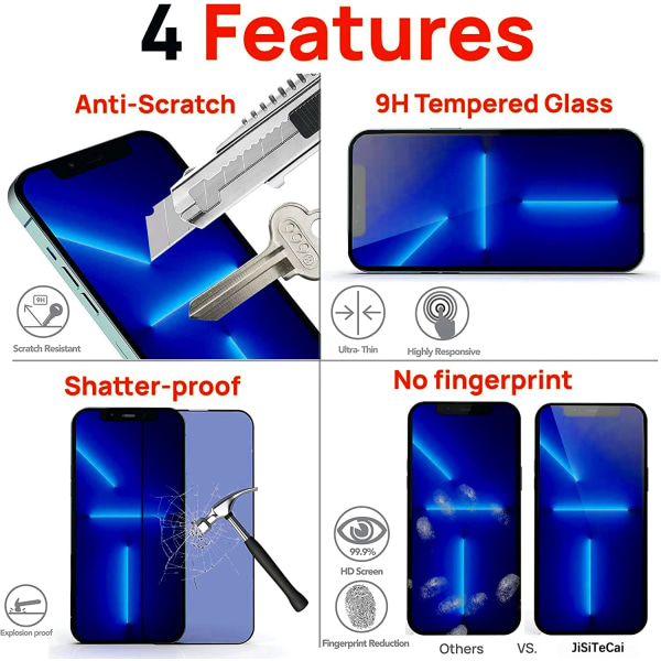 Mobiltelefon personvern - ipone 14pro-6,1 tommers beskyttelsesfilm i glass