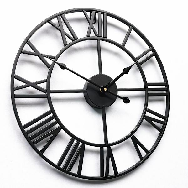 Veggklokke retro-svart