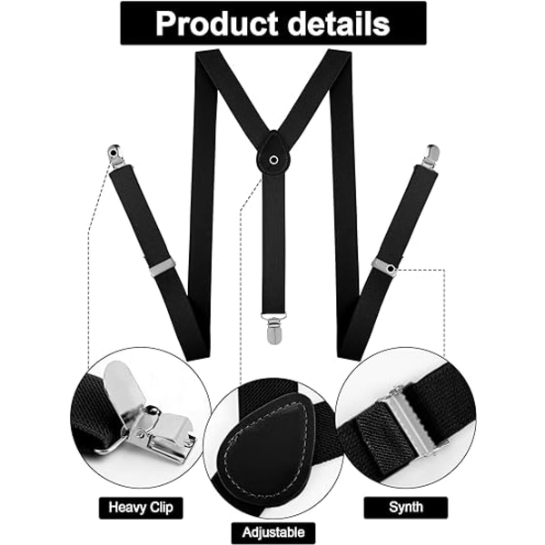 Backbone slipssett klips i Y-form justerbar stativ, 80-talls ryggsekk skulderstropper, perfekt for Halloween cosplay-fester, 4,3 x 2,3 tommer bak