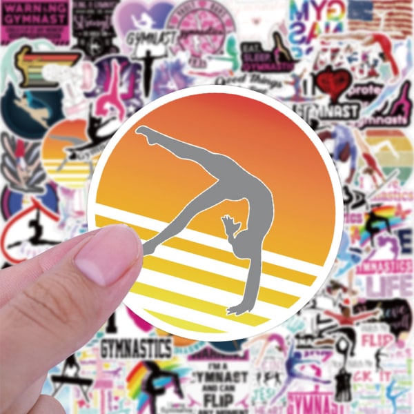 100 st Sports Gymnastik Gym Cartoon Stickers Scrapbog
