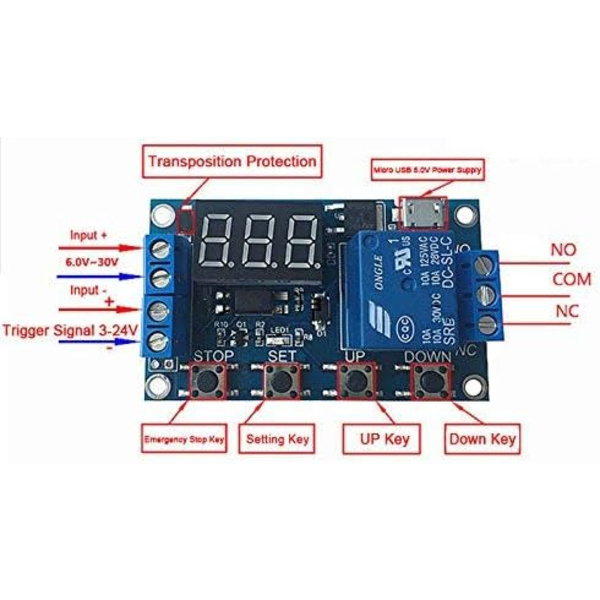6-30V Justerbar Relä Timer Cykel Modul Switch Trigger Fördröjningskrets Kort