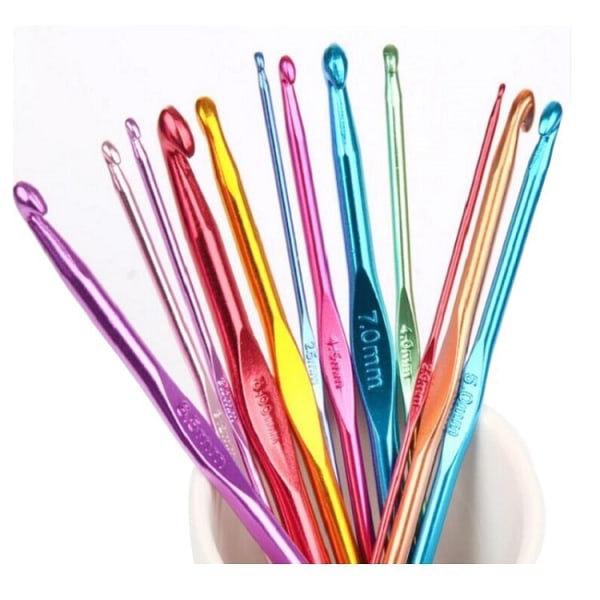 Crochet needles 14pcs in aluminium - Knitting Kit - multicolor