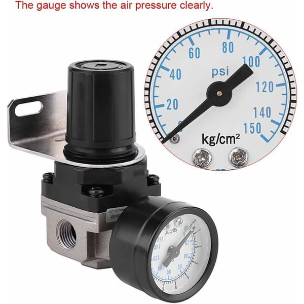 Lufttryksregulator, AR2000-02 G1/4 luftdrevet kompressor med måler,