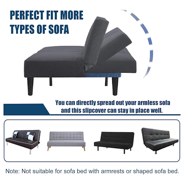 Sæt med 1 stræksofaovertræk 3-personers, elastisk armløst sofaovertræk, jacquard sofaovertræk, universelt sofaovertræk, sofabeskytter, grå