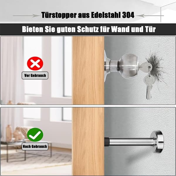 Sæt med 2 dørstop i rustfrit stål, dørstop i rustfrit stål, 12c