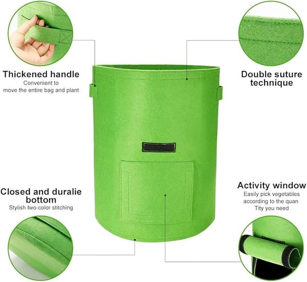 Potatisodlingsväskor, 2-pack 40L/10 gallon grönsaksväskor, odlingsväskor i non-woven med fönster, trädgårdsväskor för grönsaker