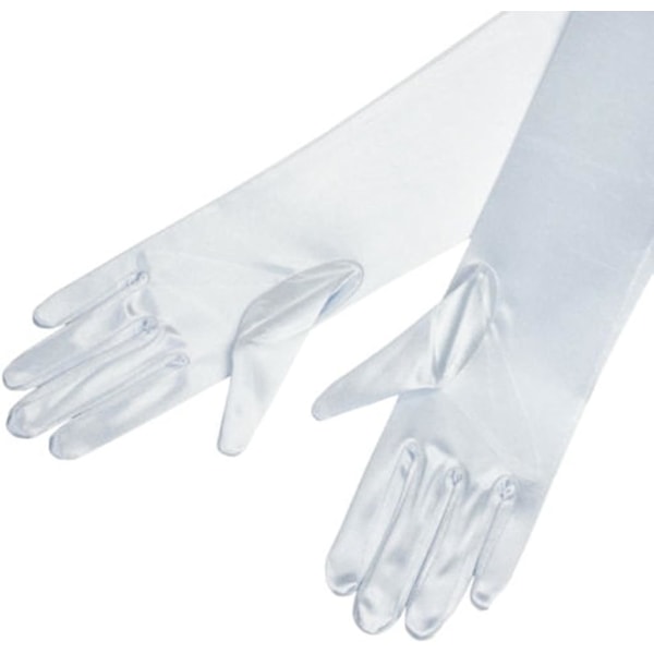 Kvinders aftenhandsker 55 cm lange hvide satin fingerhandsker hvide