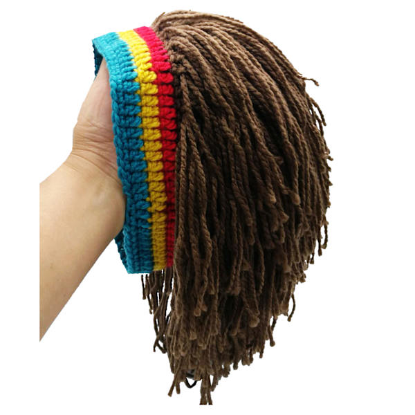 Mænd Strikhue med Hår Drenge Sjov Håndlavet Strik Vinterhue Beanie Rasta