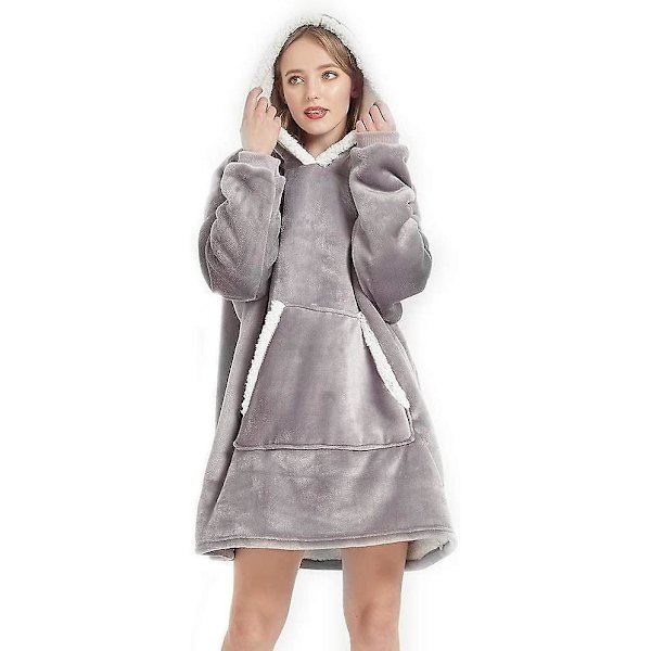 Genser teppe for voksne standard størrelse hette plysj fleece teppe, genser