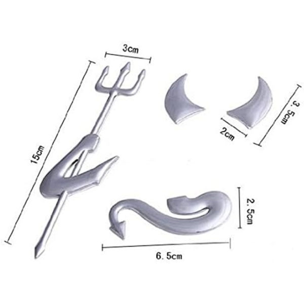 3D Krom Sølv Bilsticker - Djævel Emblem - 2 Sæt
