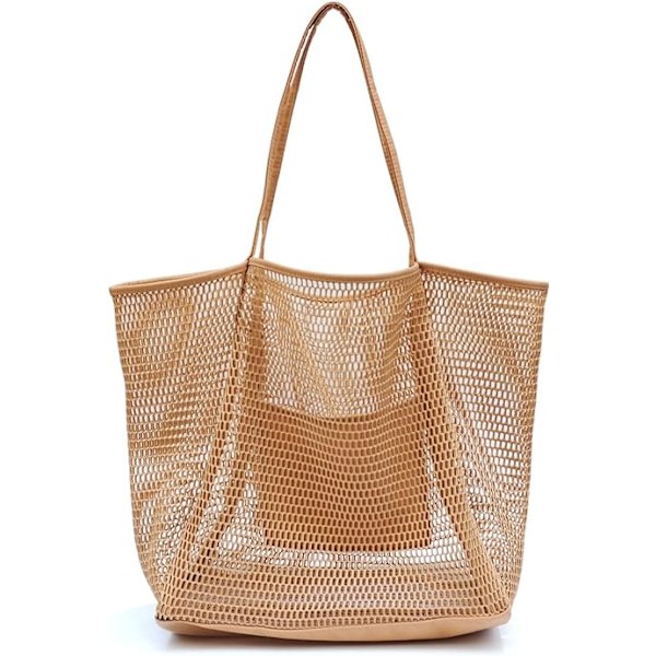 Mesh Strand Tote Dame Skulder Håndveske