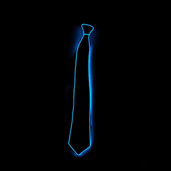(blå)LED Light Up Neck Tie Glow Light Up Tie Neon Led Slips LED