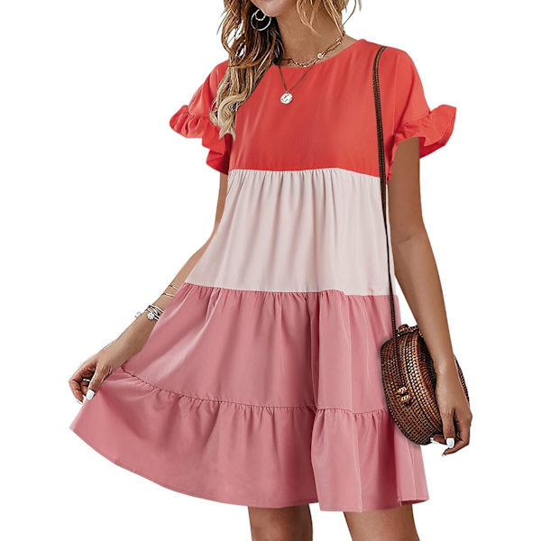 Kvinde Ruffled Boho Blomster Print Babydoll Løs Swing Casual Cropped Mini