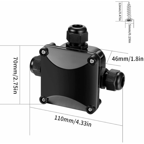 4 st IP68 kopplingsdosa, 3-vägs vattentät kontakt utomhus elektrisk B