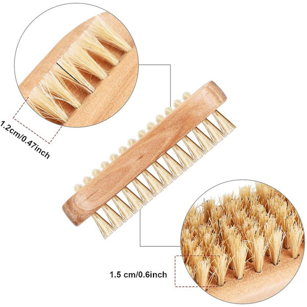 6 st Nail Brushes Trä Nagel Rengöringsborstar Dubbelsidig Scrub Wood