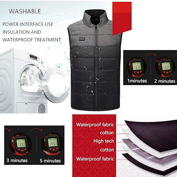 Opvarmet vest elektrisk termisk vest varm vest vinterjakke F